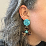 Pearl Water Poppy Drop Earrings in Full Blu-Um
