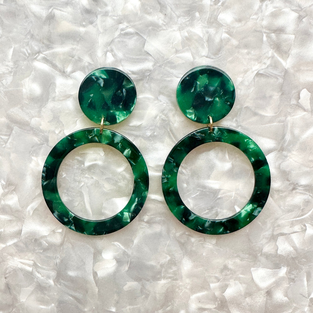 Open Circle Drop Earrings in Emerald Bae