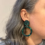 Open Circle Drop Earrings in Emerald Bae