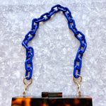Chain Link Short Acrylic Purse Strap in Cobalt Blue