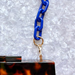 Chain Link Short Acrylic Purse Strap in Cobalt Blue