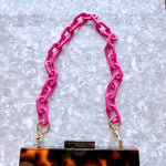 Chain Link Short Acrylic Purse Strap in Magenta