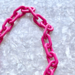 Chain Link Short Acrylic Purse Strap in Magenta
