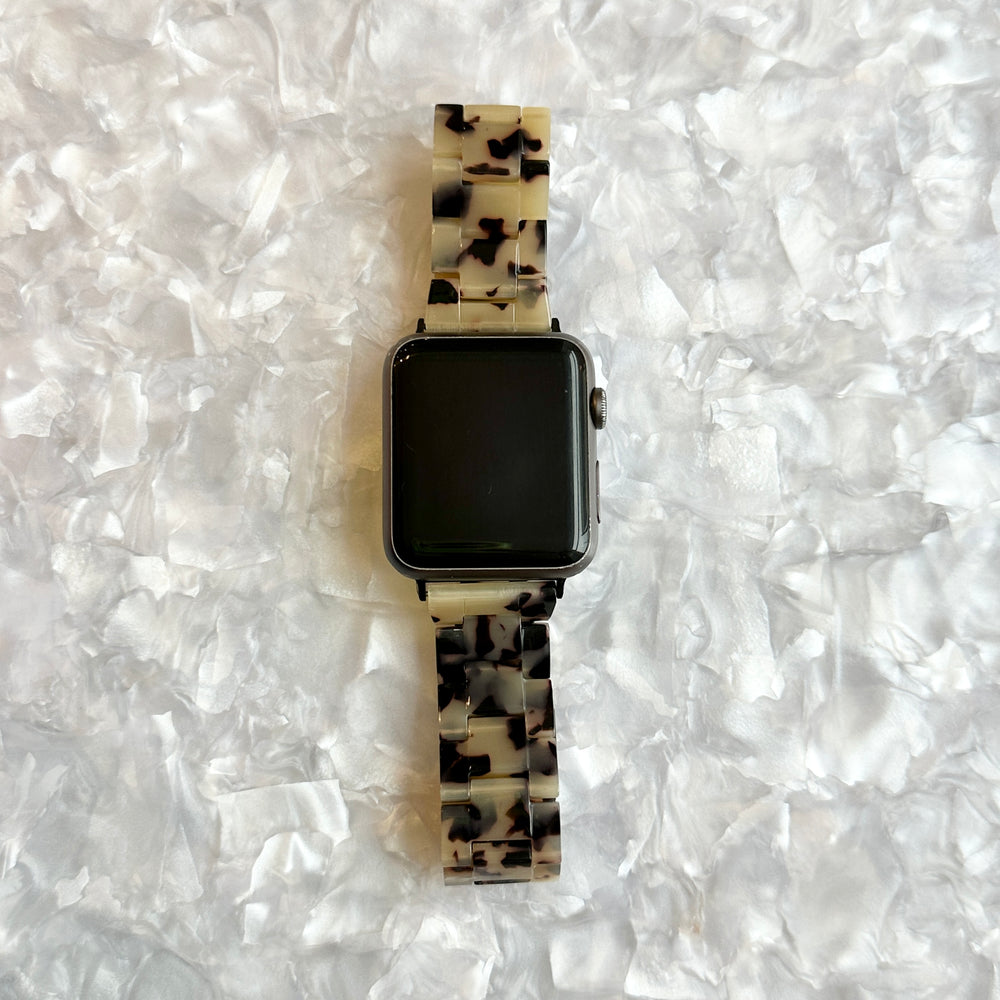 Apple Watch Band in Black and White Tortoise