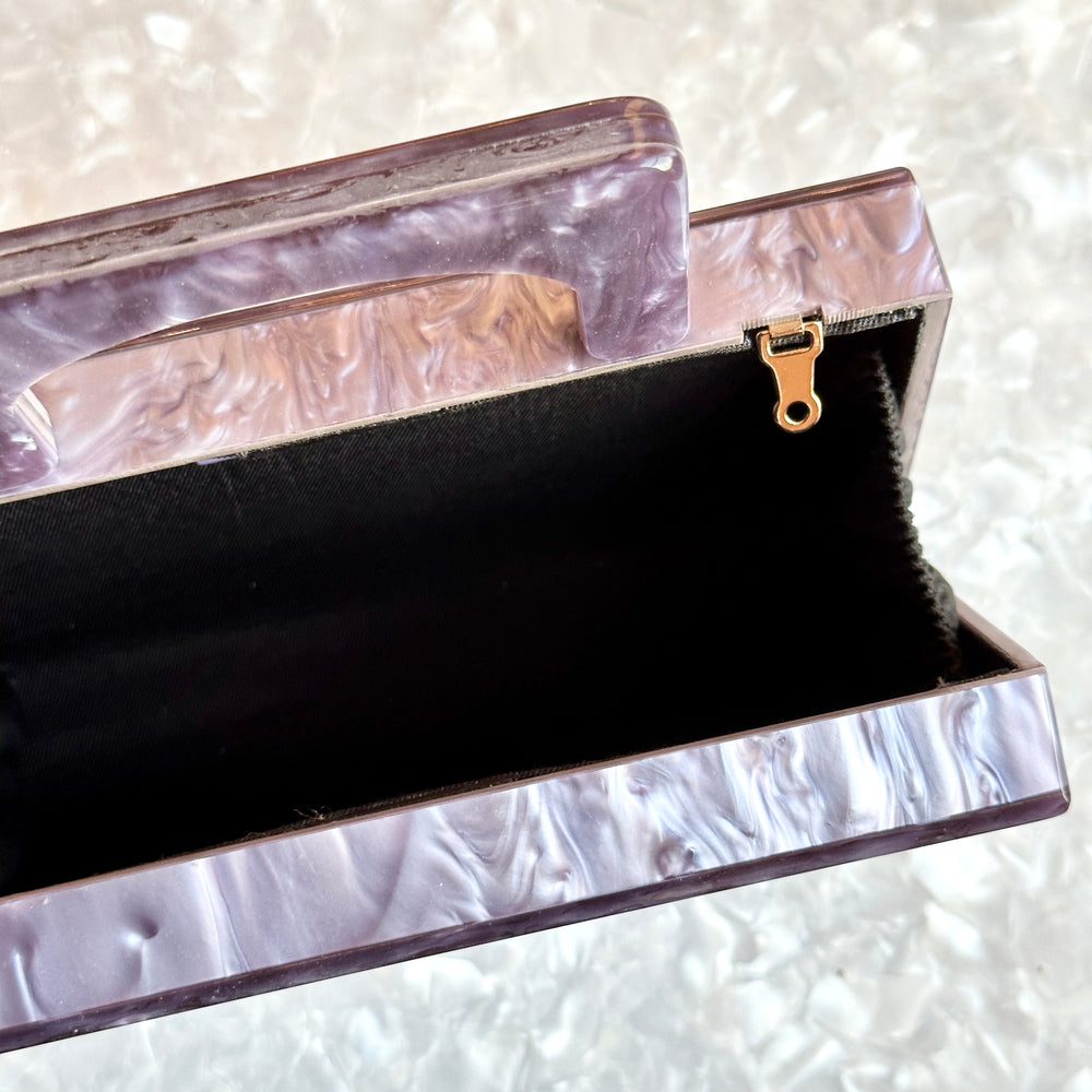 Acrylic Party Box in Amethyst Smoke with Handle
