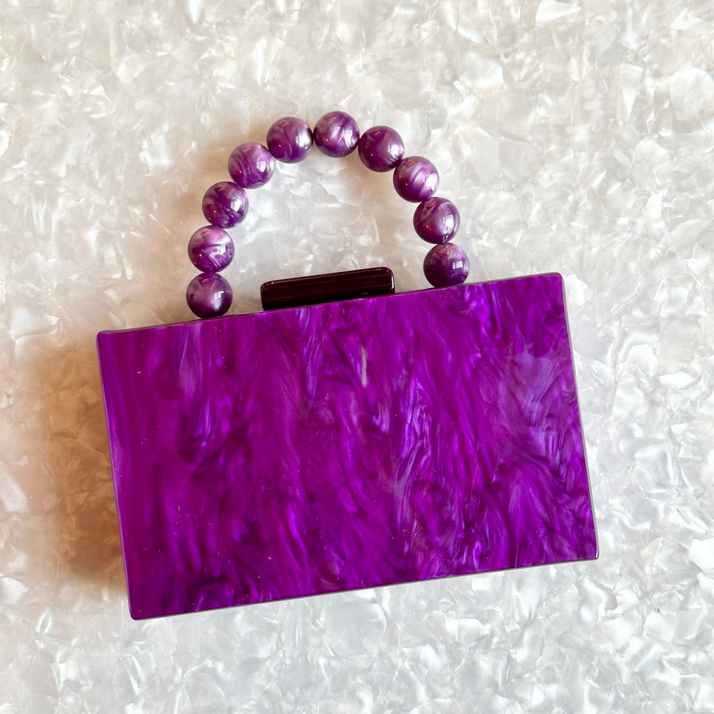 Acrylic Party Box in Grape with Beaded Handle