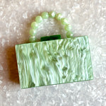 Acrylic Party Box in Celadon with Beaded Handle