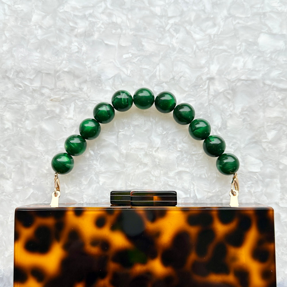 Beaded Purse Handle in Emerald Bae