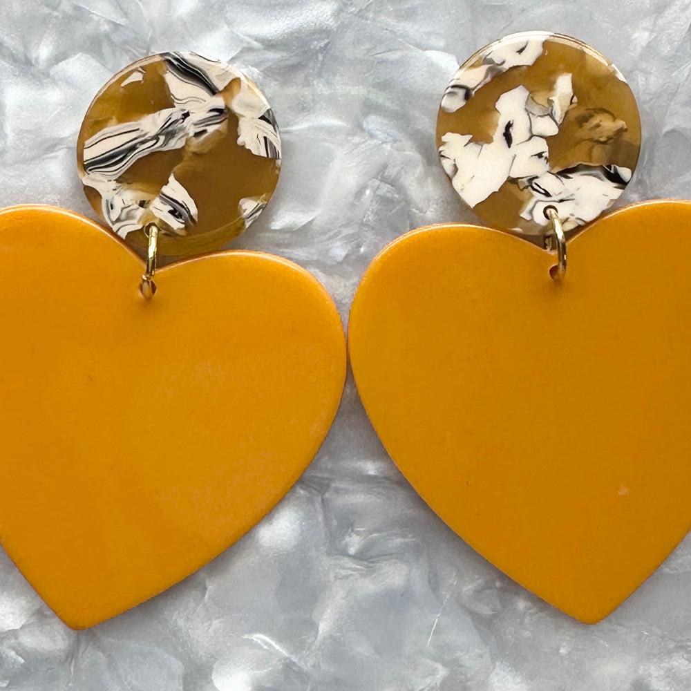 XL Heart Earrings in Bee Mine