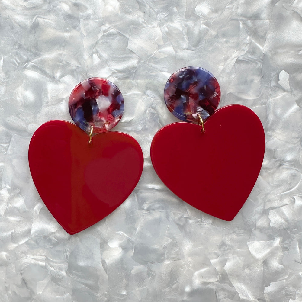XL Heart Earrings in Cupid's Beau