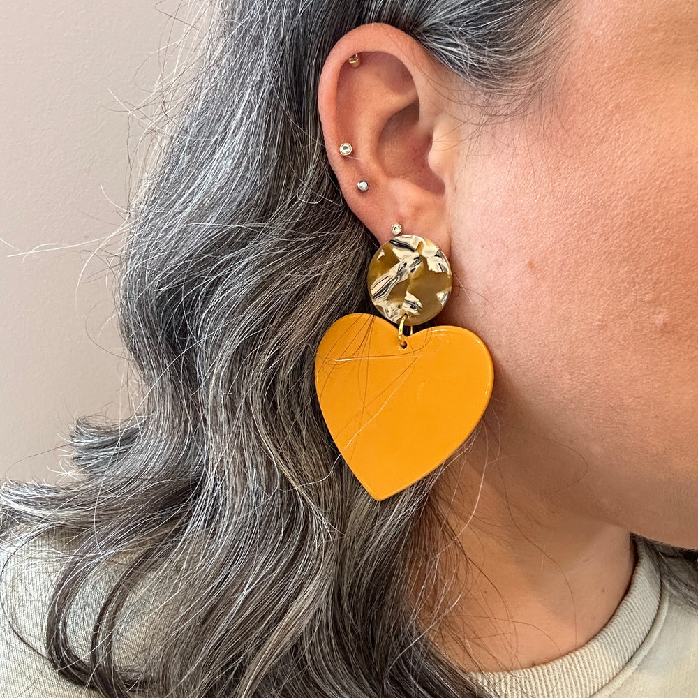 XL Heart Earrings in Bee Mine