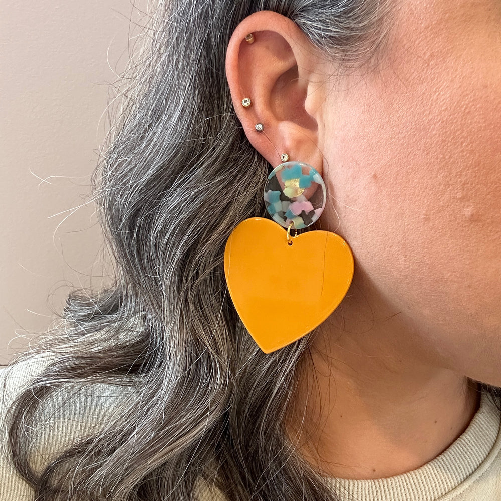 XL Heart Earrings in Heart of Marigold