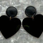 XL Heart Earrings in Coal Hearted