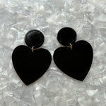 XL Heart Earrings in Coal Hearted