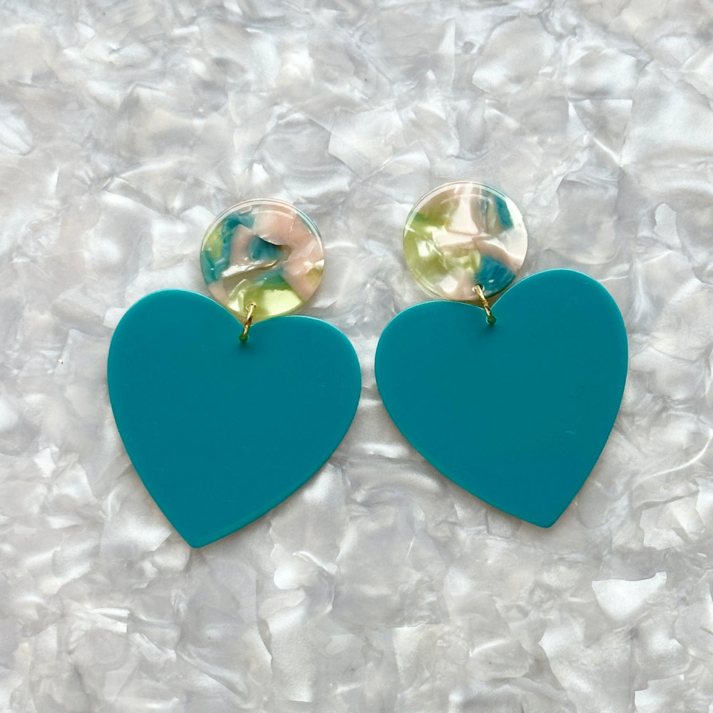 XL Heart Earrings in Lagoon of Love