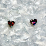 Mini Heart Stud Earrings in Multicolor Glitter
