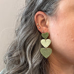 Triple Heart Drop Earrings in Best Pickup Lime