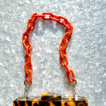 Chain Link Short Acrylic Purse Strap in Orange