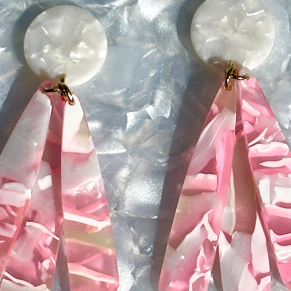 Petal Drop Earrings in Haute Pink