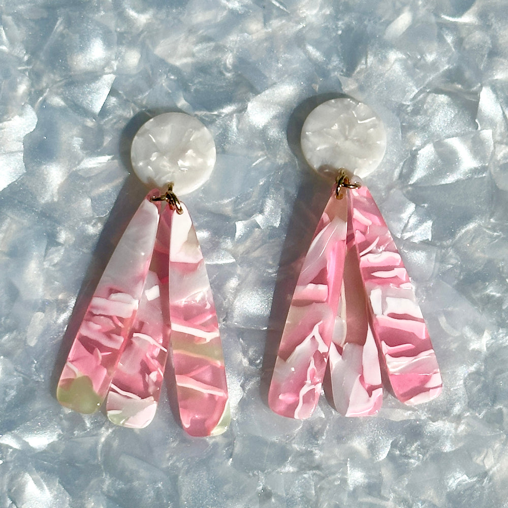 Petal Drop Earrings in Haute Pink