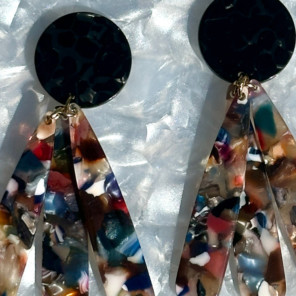 Petal Drop Earrings in Dark Multicolor