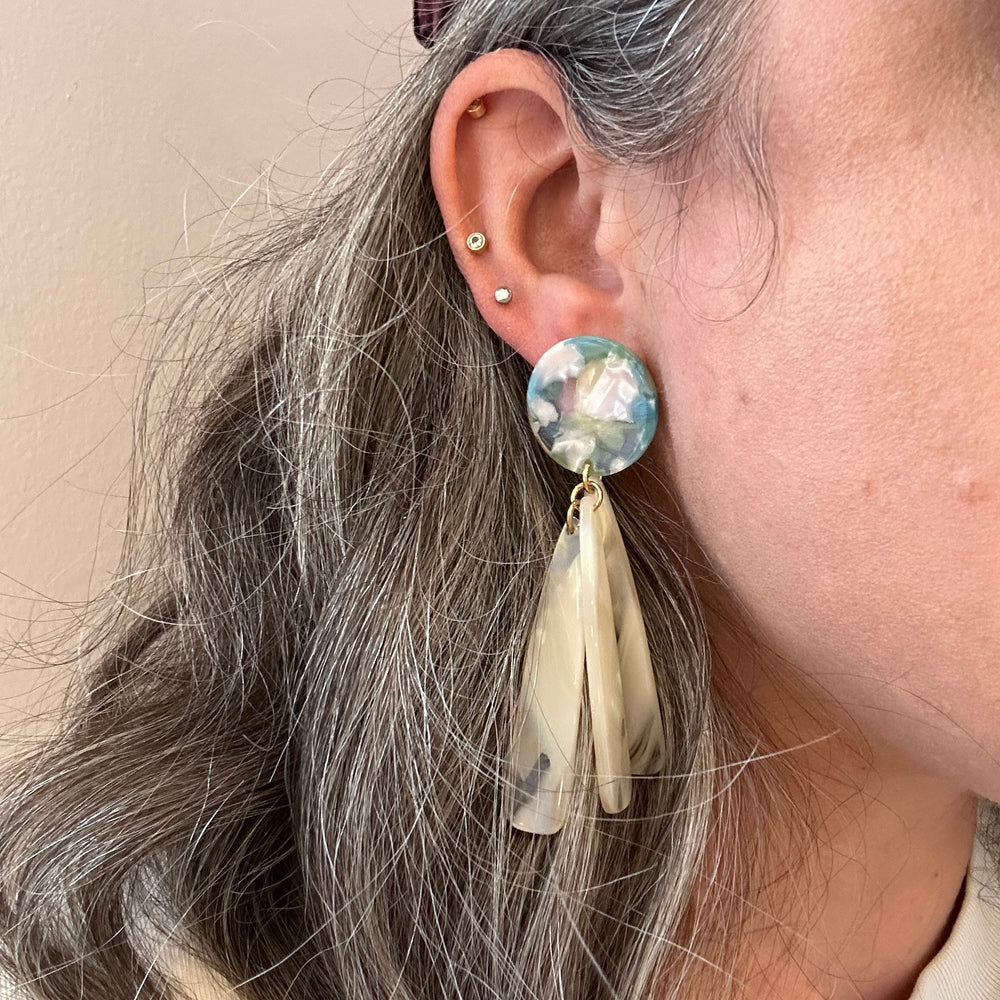 Petal Drop Earrings in Iridescent Day Dream