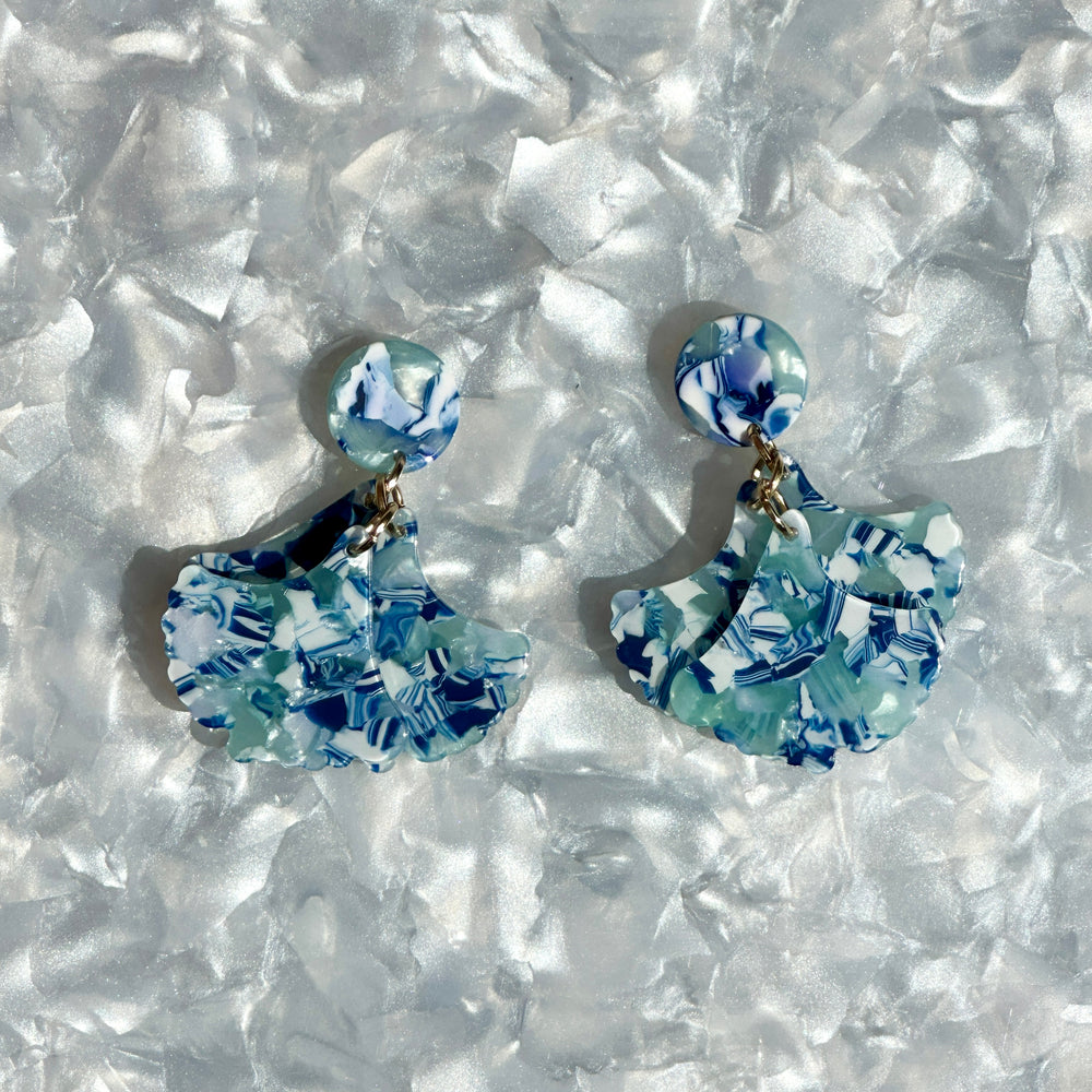 Mini Petal Drop Earrings in Mood Bluester