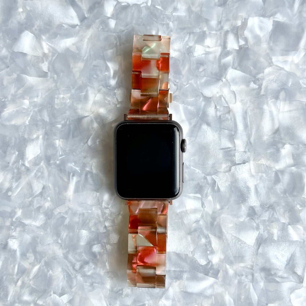 acrylic Apple Watch Band in PCH Love Song orange brown mint green white