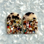 acrylic Fringe Earrings in blonde tortoise and multicolor