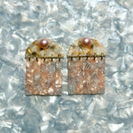 acrylic Fringe Earrings in pink, white and beige