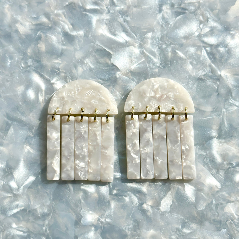 Fringe Earrings in White