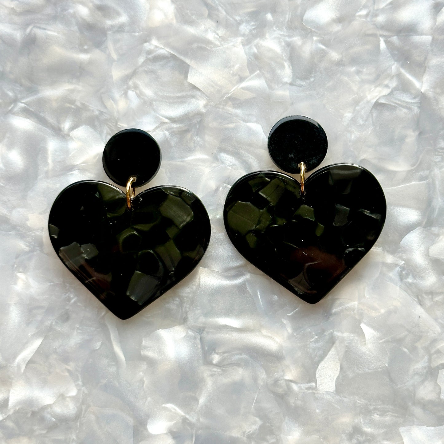 acrylic Heart Earrings in Black