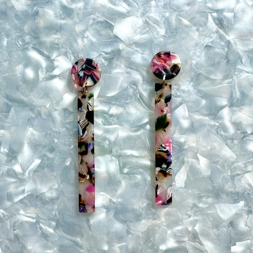 acrylic Matchstick Drop Earrings in Dark Multicolor