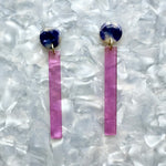 acrylic Matchstick Drop Earrings in Electric Grape