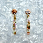 acrylic Matchstick Drop Earrings in Secret Garden lavender, green, brown and white