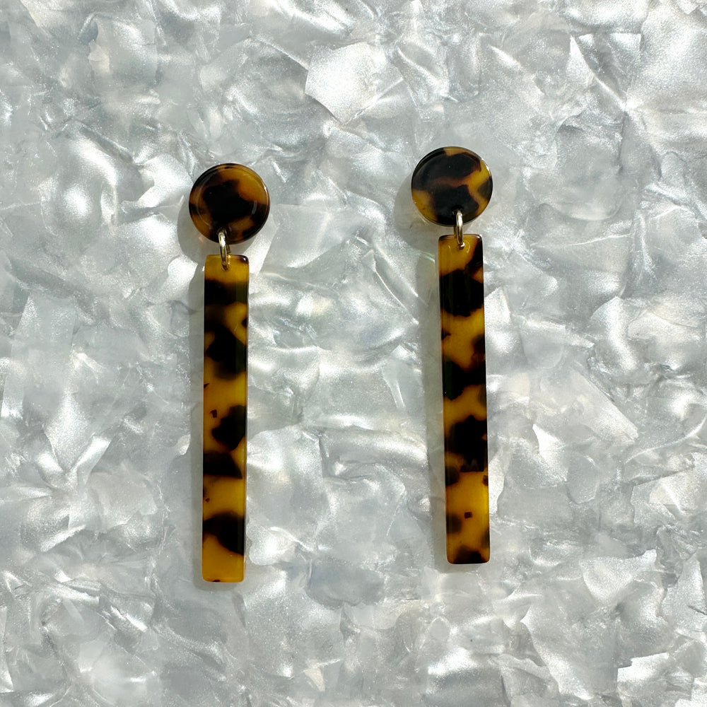 acrylic Matchstick Drop Earrings in Tortoise