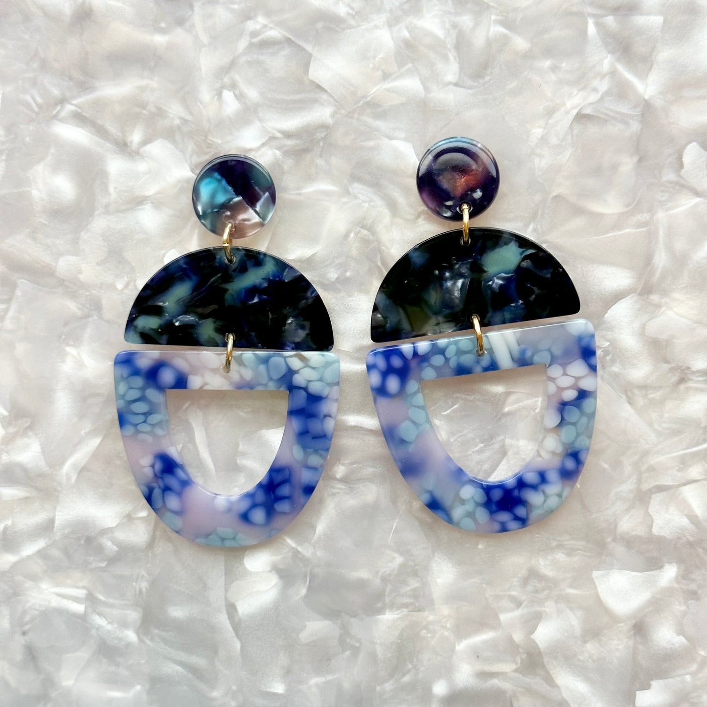 acrylic Open Tab Drop Earrings in blue