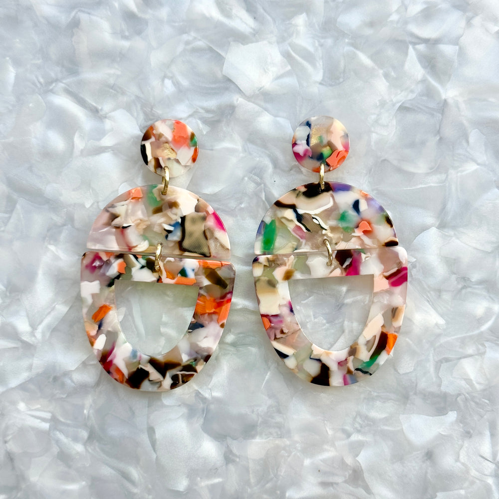 acrylic Open Tab Drop Earrings in multicolor