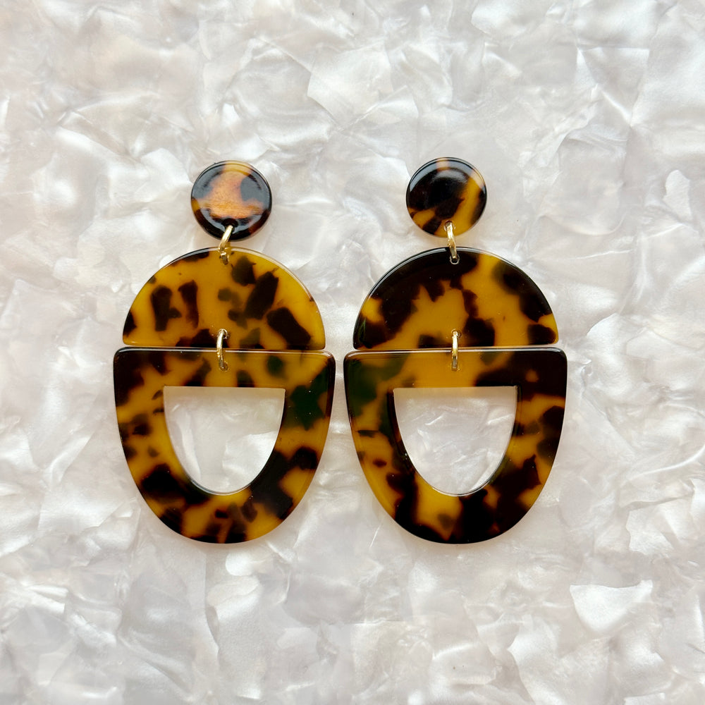 Open Tab Drop Earrings in Tortoise