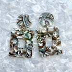 Open Square Drop Earrings in Abalone