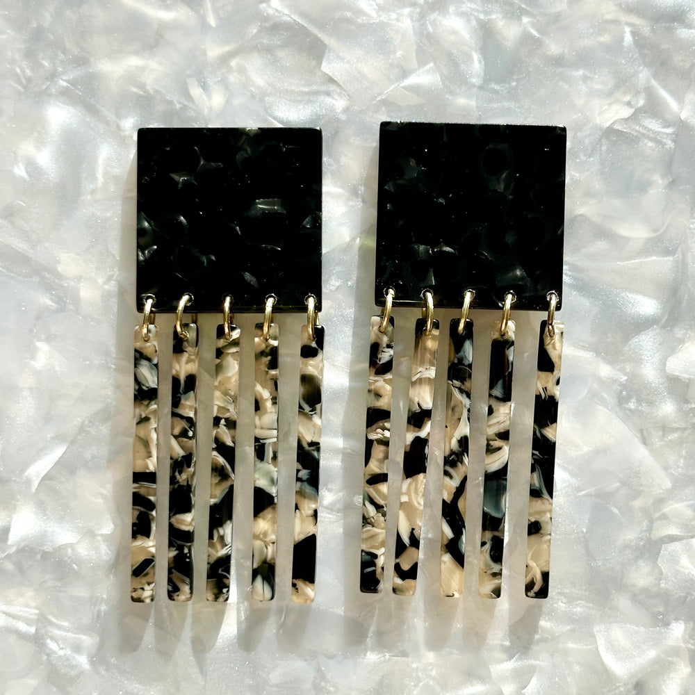 Square Fringe Earrings in Off The Grid