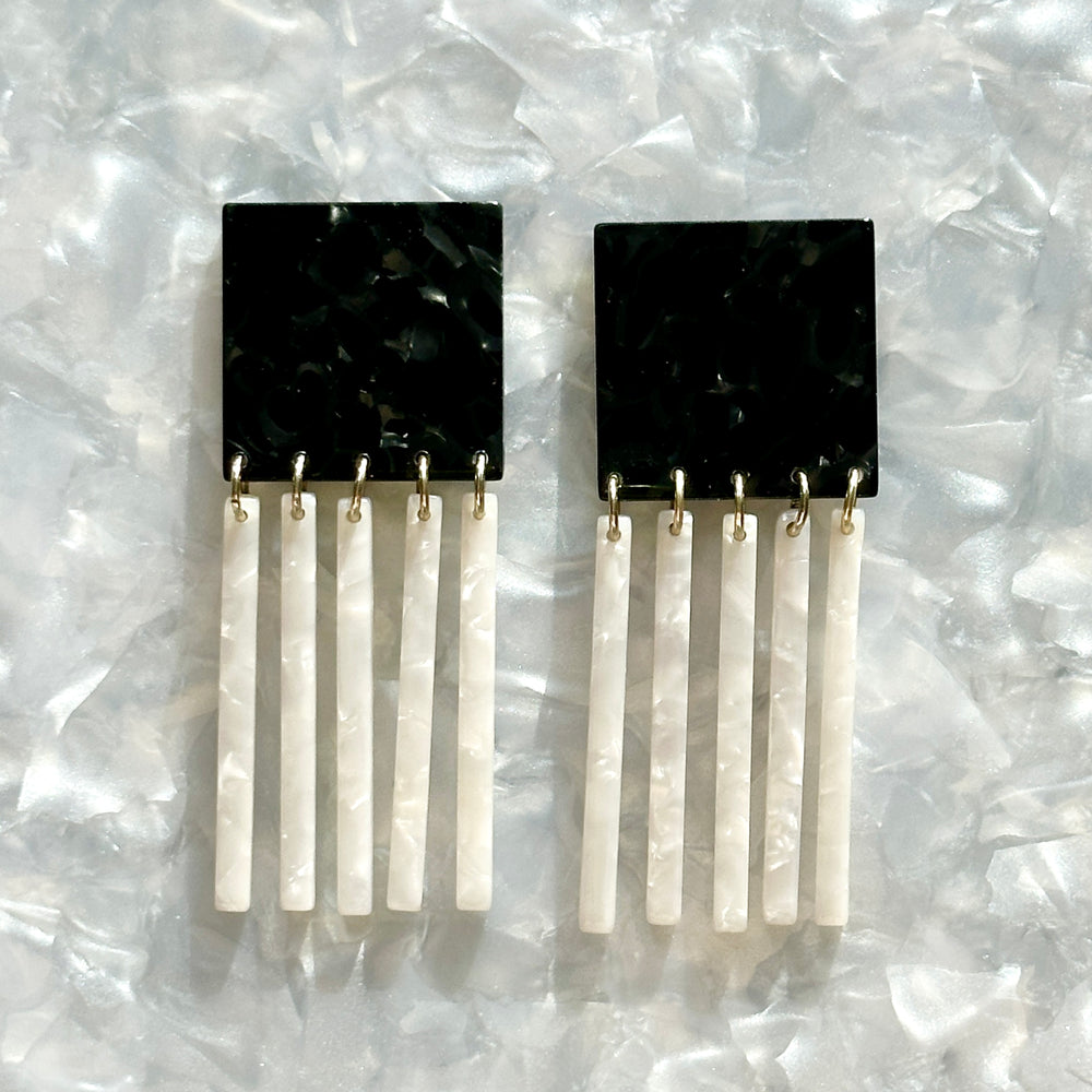 Square Fringe Earrings in Textbook