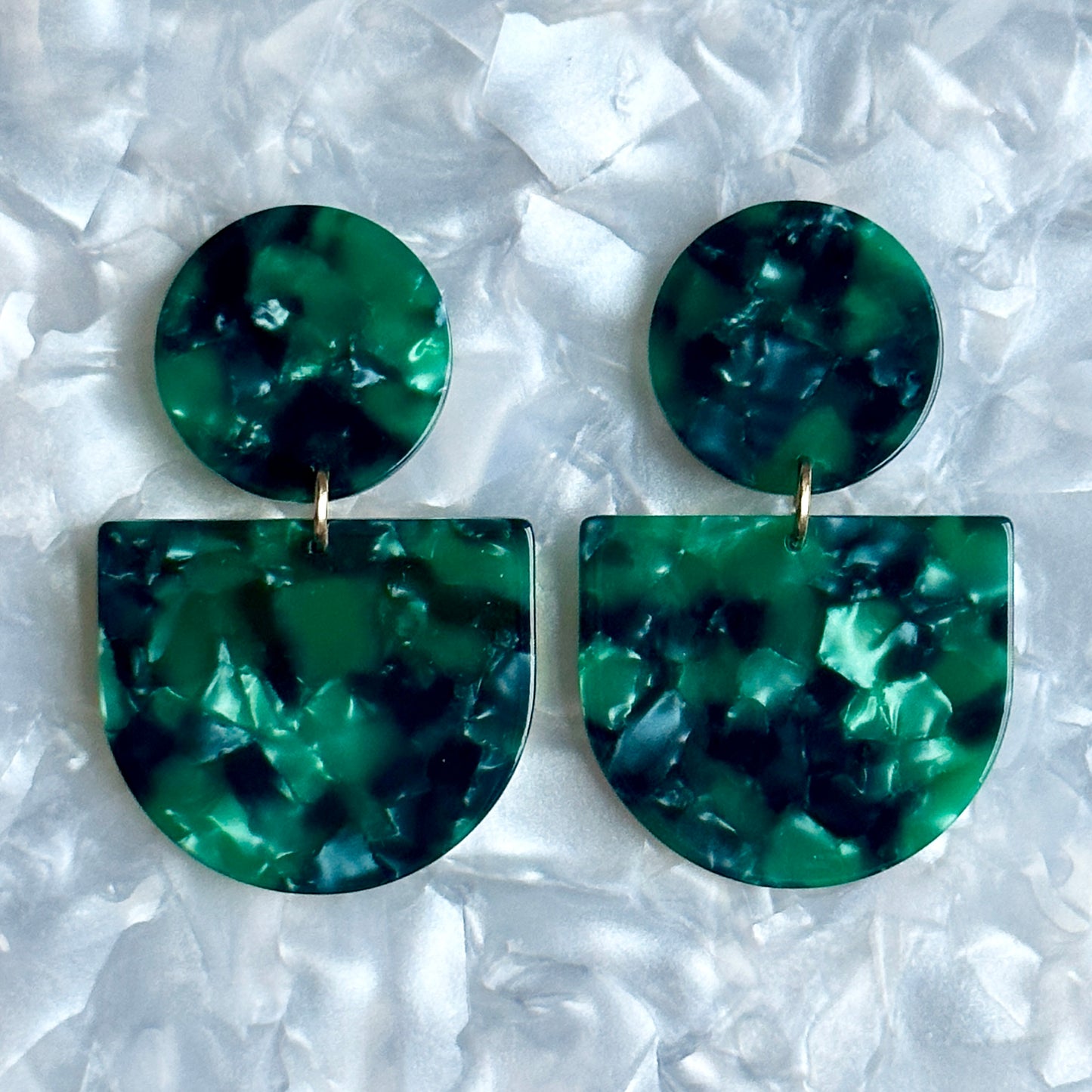 acrylic Tab Drop Earrings in dark green