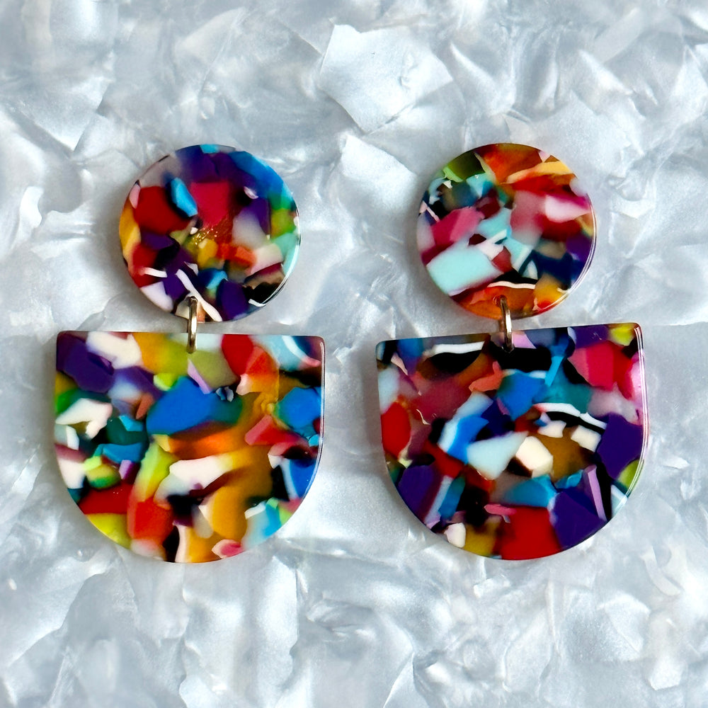 Tab Drop Earrings in Rainbow