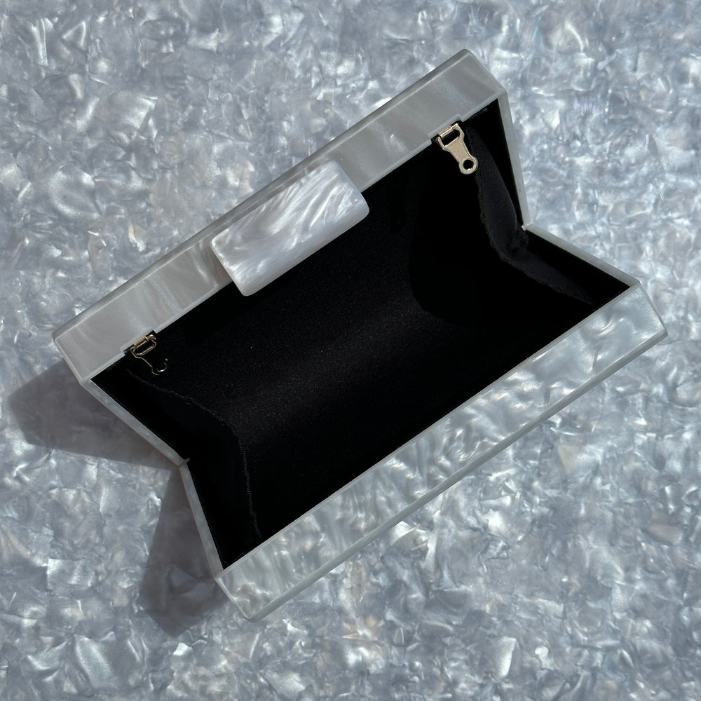 acrylic clutch purse in white_interior