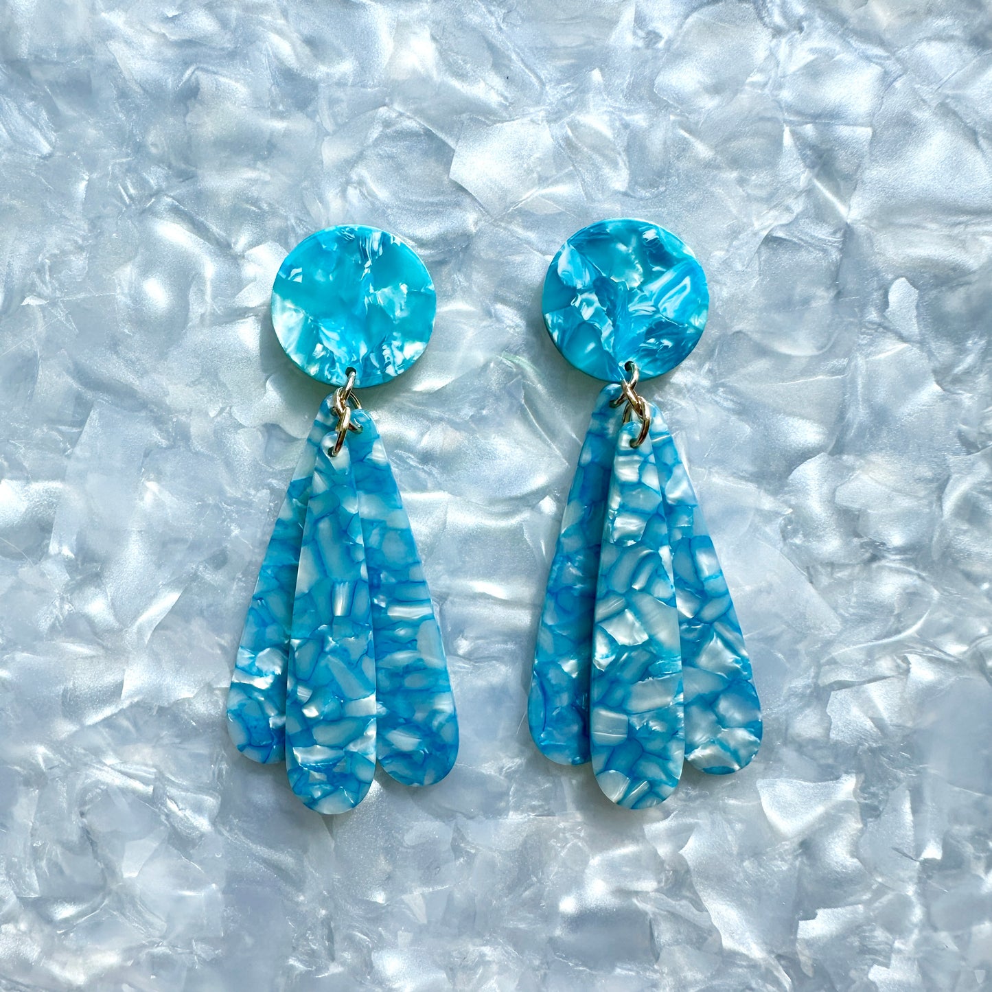 acrylic flower Petal Drop Earrings in blue