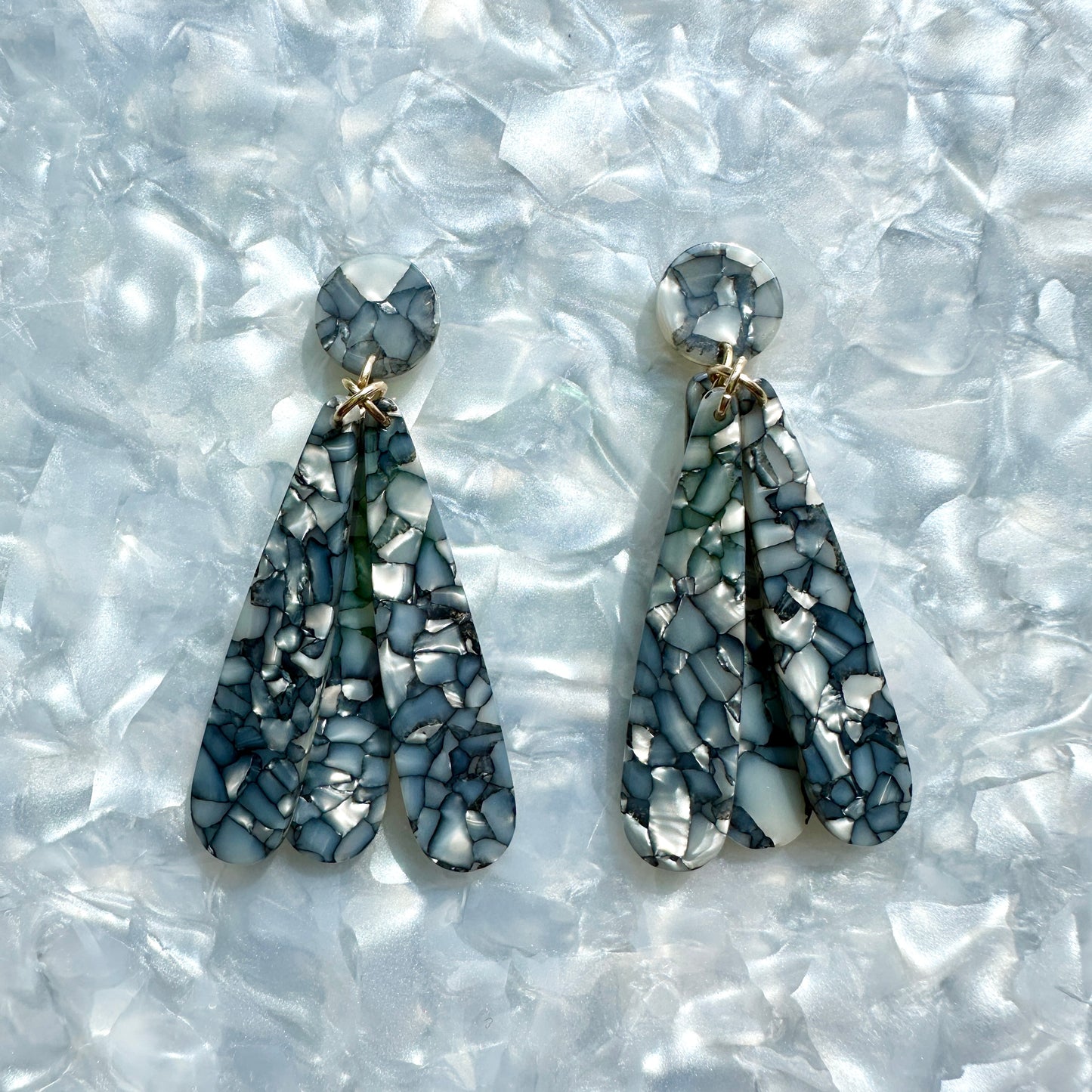 acrylic flower Petal Drop Earrings in gray