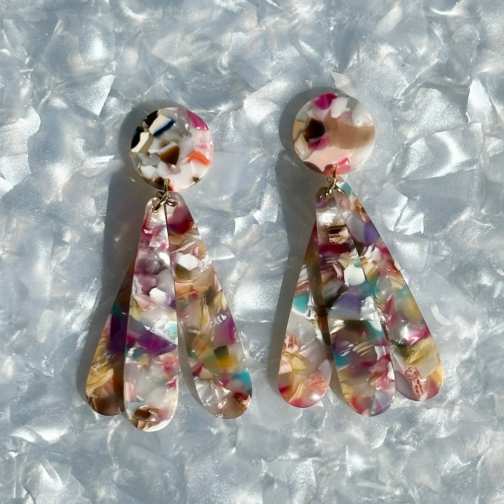 acrylic flower Petal Drop Earrings in light multicolor