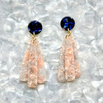 acrylic flower Petal Drop Earrings in light pink and navy