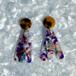 acrylic flower Petal Drop Earrings in multicolor and tortoise